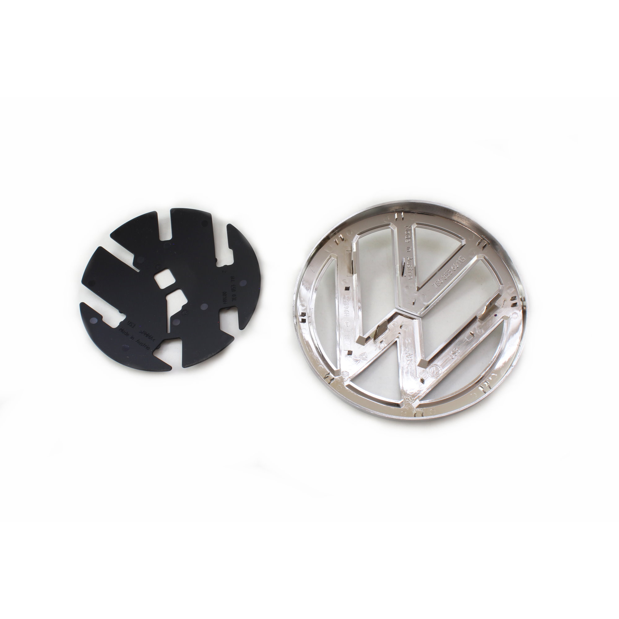 1 Set VW Emblem & Trägerplatte Kühlergrill vorn 