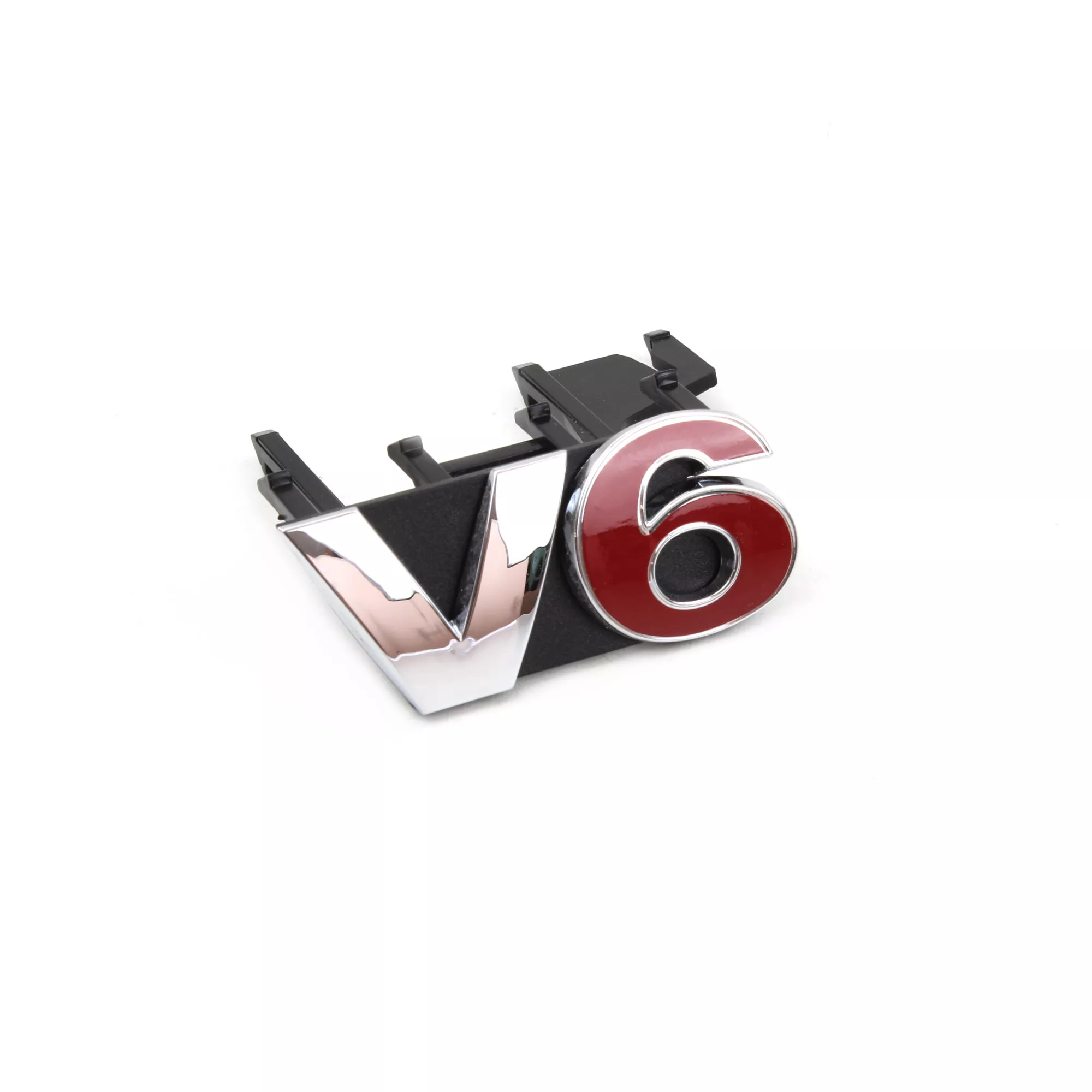 Schriftzug V6 chrom/rot Frontgrill